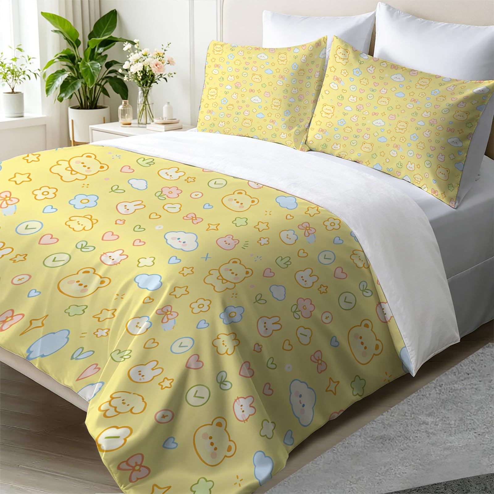 Housse de couette ours et lapin pour une chambre d'adulte cocooning et chaleureuse