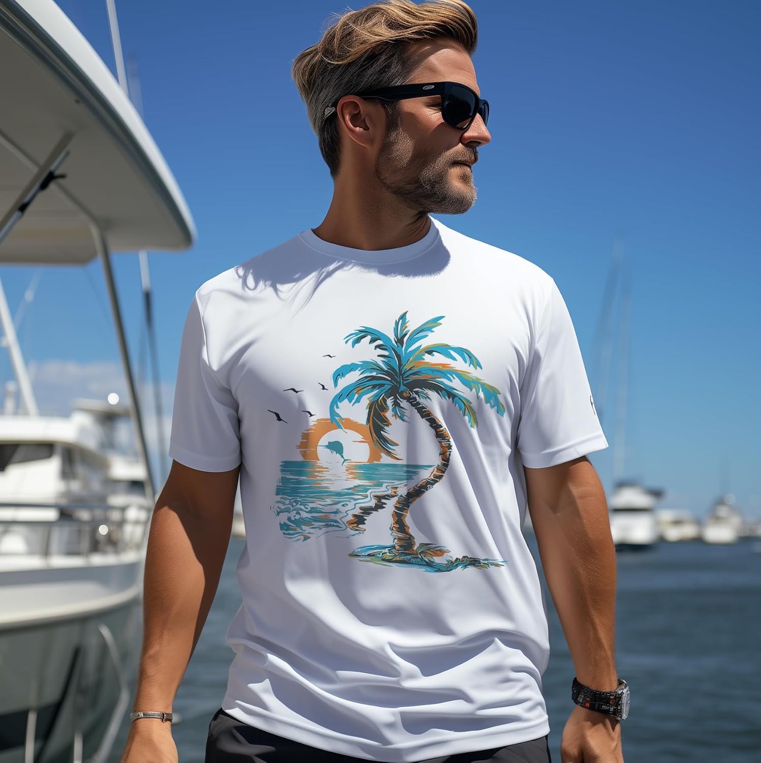 Palmyth Fishing Shirts for Men Short Sleeve T-Shirt Sun Protection UPF 50+ Tee - Image 4