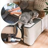Navaris Tapis griffoir Chat - Protection côté Gauche canapé Meuble Sol Mur - Tapis en sisal et Lin 50 x 70 cm adapté pour Chaton Chien - 6