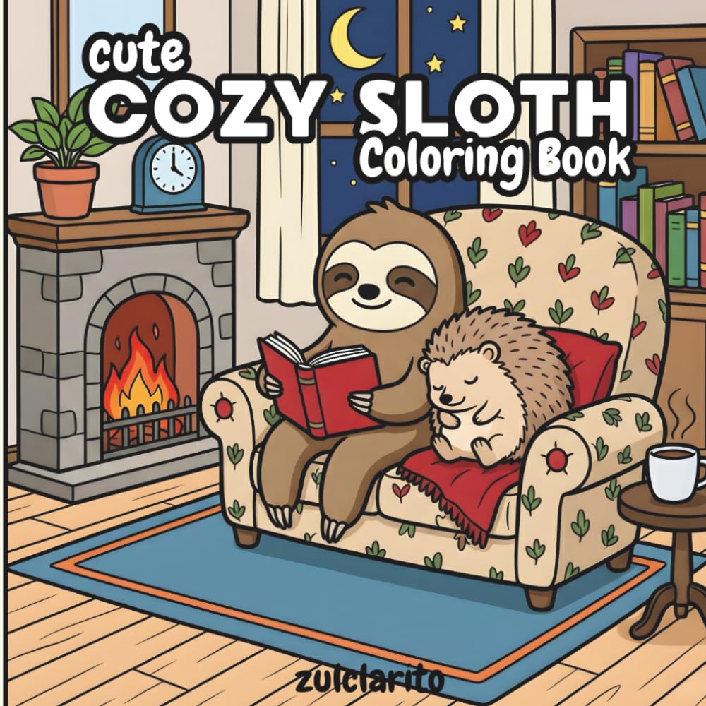 Cozy Friends Coloring Book: Adorable Sloth, Hedgehog & Turtle Illustrations for Relaxation and Stress Relief
