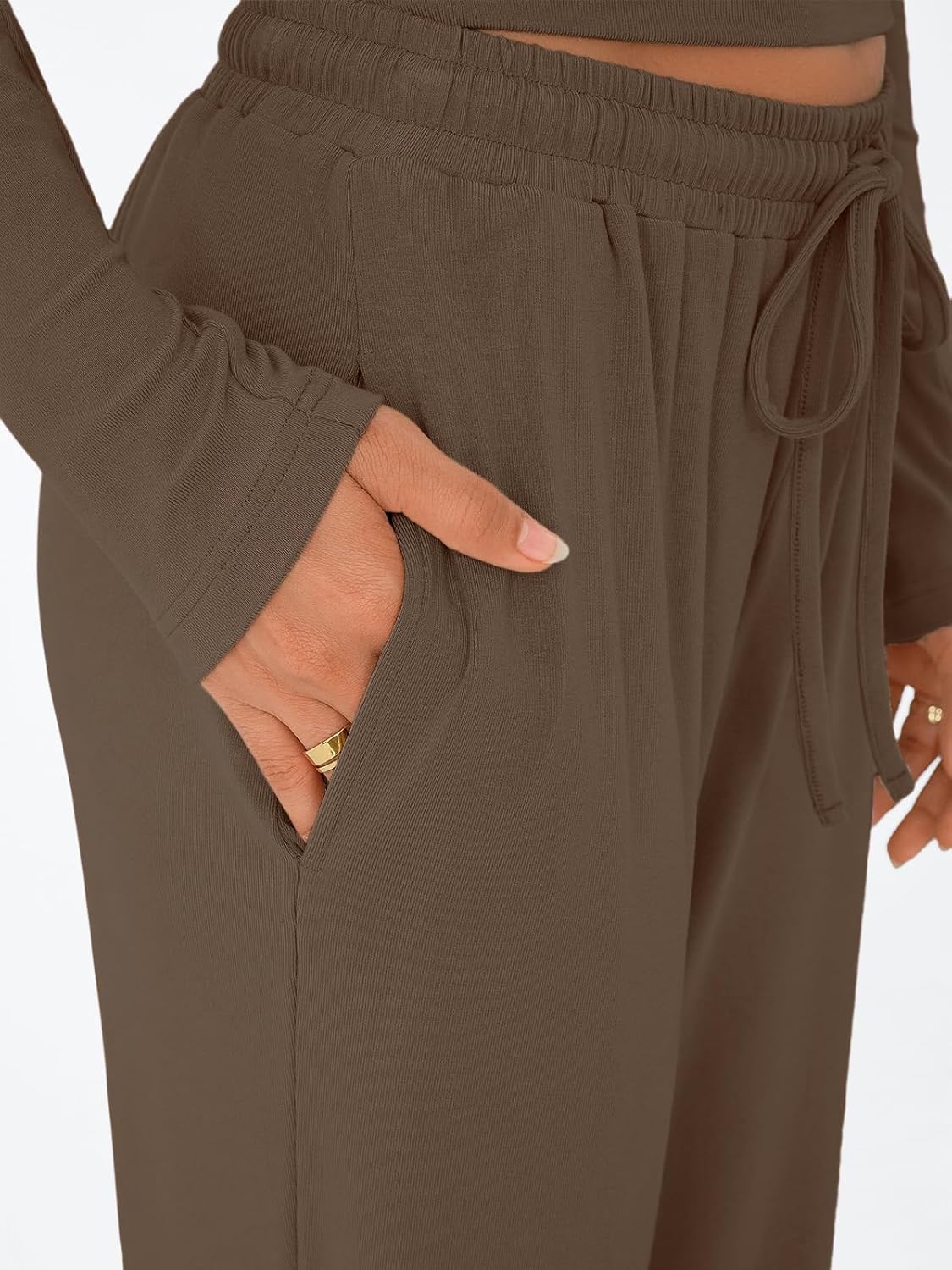 chicyes Women's 2 Piece Matching Lounge Sets Fall Outfits Long Sleeve Tops Wide Leg Pants Casual Sweatsuit Clothes - Image 5