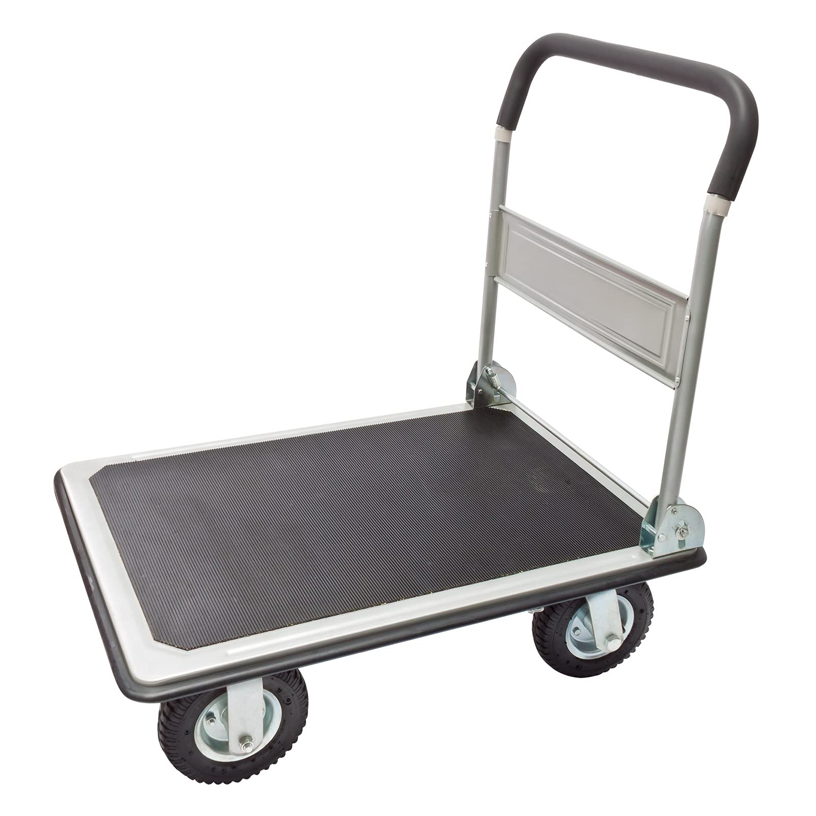 DEMA Plattformwagen 300 kg – Transportwagen, Handwagen, Plattformtrolley – stabil, mobil, langlebig, mit Luftbereifung – Werkstatt, Lager, Umzug, Garten, Materialtransport