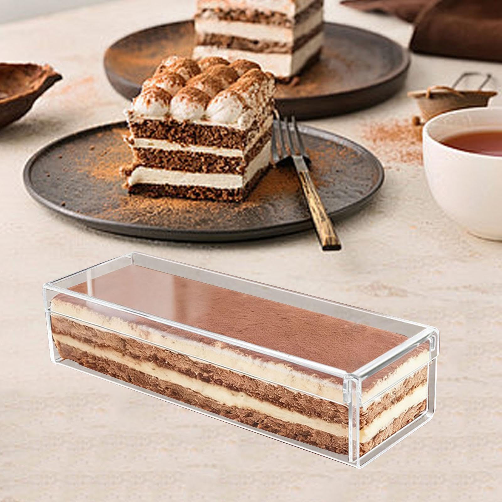 rockible Moule à gâteau Tiramisu, Moule à Tiramisu Rectangulaire En Acrylique Antiadhésif avec Couvercle Transparent, Idéal pour La Cuisine, Les Anniversaires, Les Pâtisseries et Les M