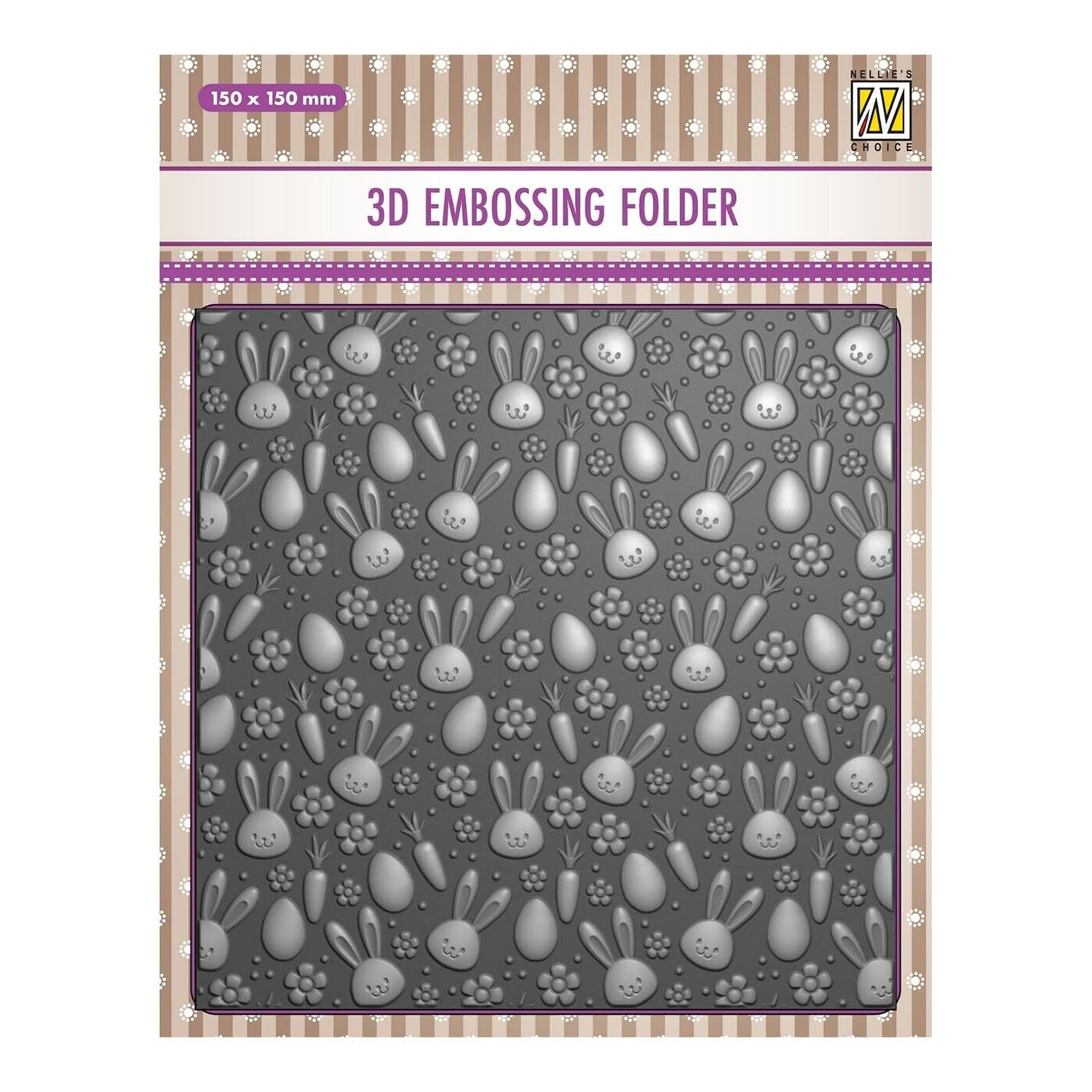 Nellie's Choice 3D Embossing Folder - Bunnies & Carrots 5.9 x 5.9" - Card Making Supplies for Journaling, Scrapbooking and Paper Crafts