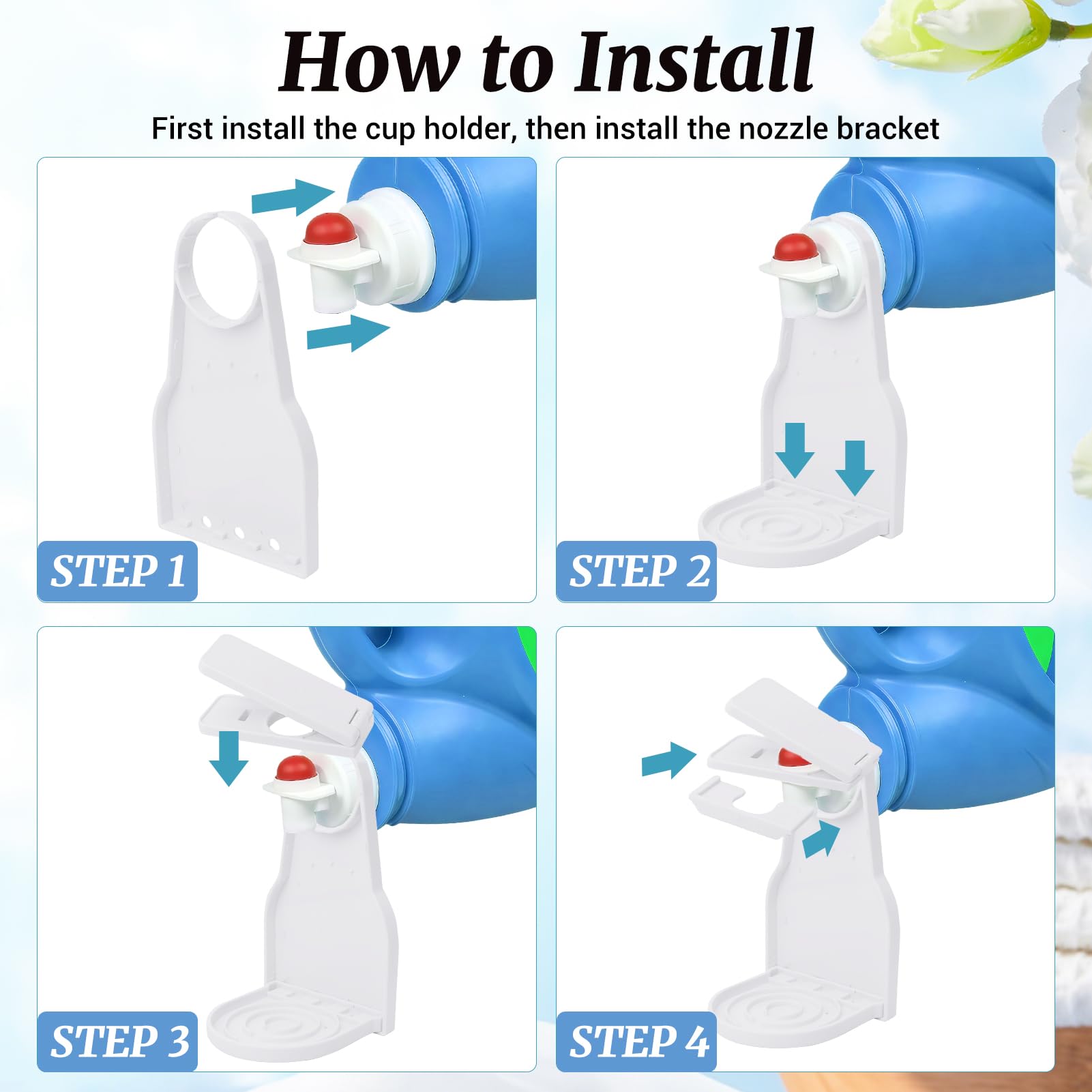 Dispensador de detergente para ropa e interruptor de ahorro de fuerza, 4 dispensadores de jabón, recogedor de goteo, accesorios de organización de lavandería para botellas de detergente líquido