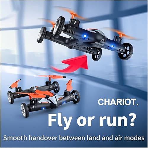 Miniatura 6 de - 2 en 1 2.4G RC Drone Air-Ground Flying Car 4K HD Cámara Dron Quadcopter con luz nocturna LED Juguetes para helicópteros (Color  Naranja Tamaño