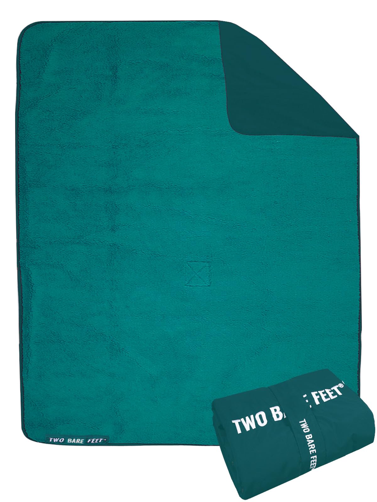 Two Bare Feet Sea Green/Sea Green Sherpa Lined Waterproof Beach Travel Blanket For Surf, Swim, Sup, Watersports And Outdoor Sports - Sherpa Fleece, Waterpoof, Roll Up, Portable (, 145Cm X 145Cm)