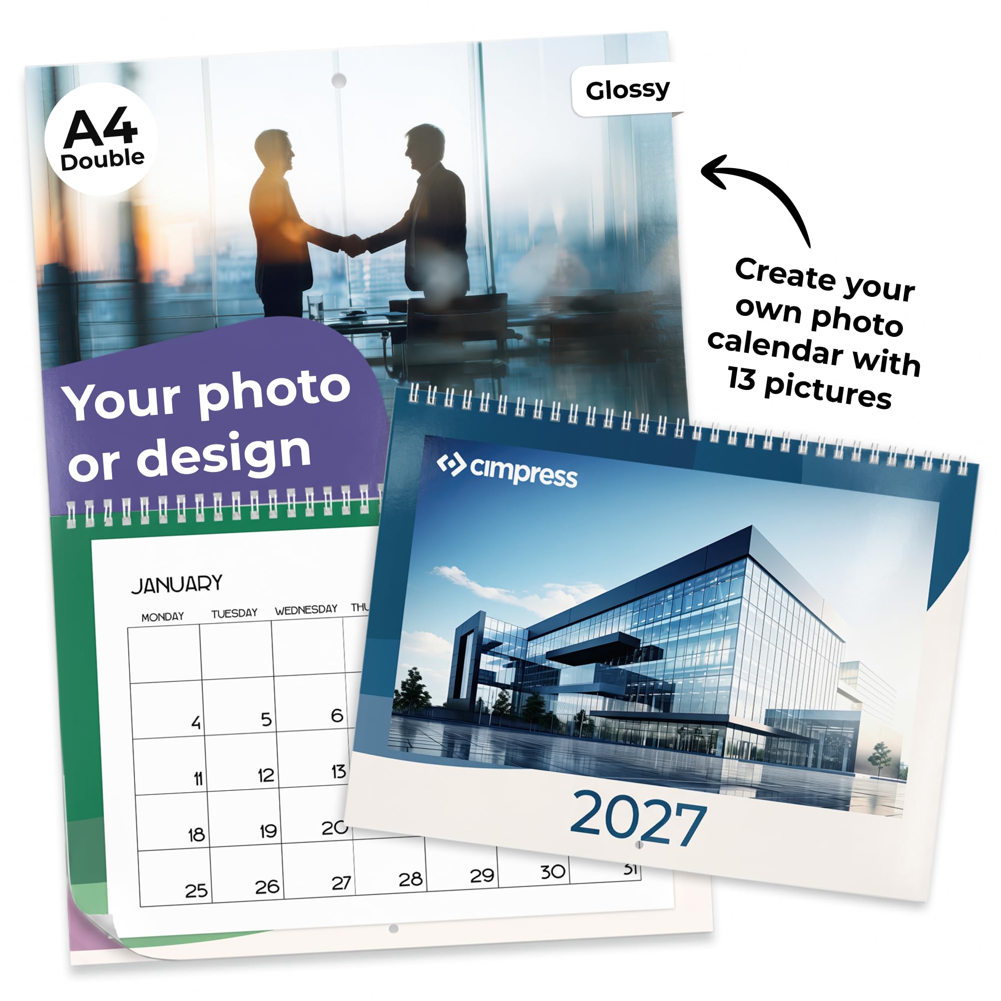 Calendar 2027 Executive A4 Double 42x29.7cm 250gsm Glossy