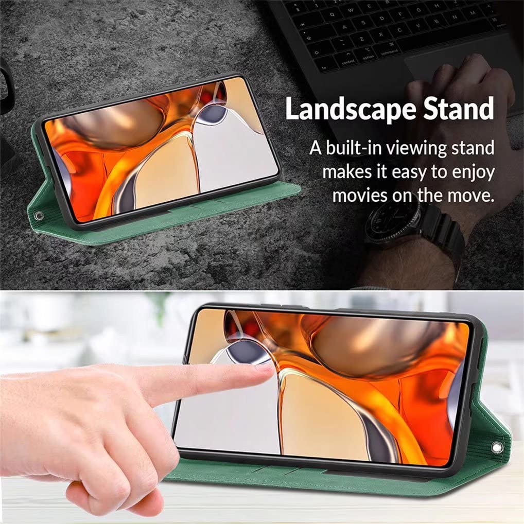 SEAHAI Cover Per Motorola Edge 30 Pro, Custodia Portafoglio In Pelle PU Con Slot Per Carte, Kickstand, Chiusura Magnetica, Antiurto TPU, Verde