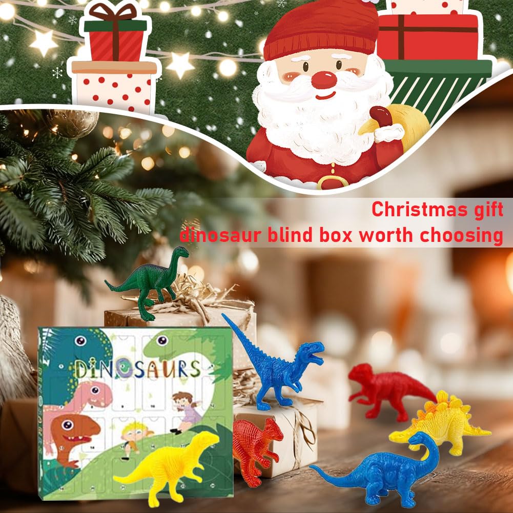 Calendrier de l'Avent 2025, Calendrier Compte à Rebours de Noël 24 Jours avec 24 Dinosaure Figurines Mini Dinosaure Jouet Boîte Aveugle Surprise de Noël Décoration de Noëls Cadeaux pour Enfants - 4