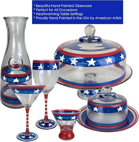 Miniatura 6 de Juego de 2 flautas de champán pintadas a mano, colección patriótica, cristalería pintada a mano por artistas estadounidenses, copas de champán