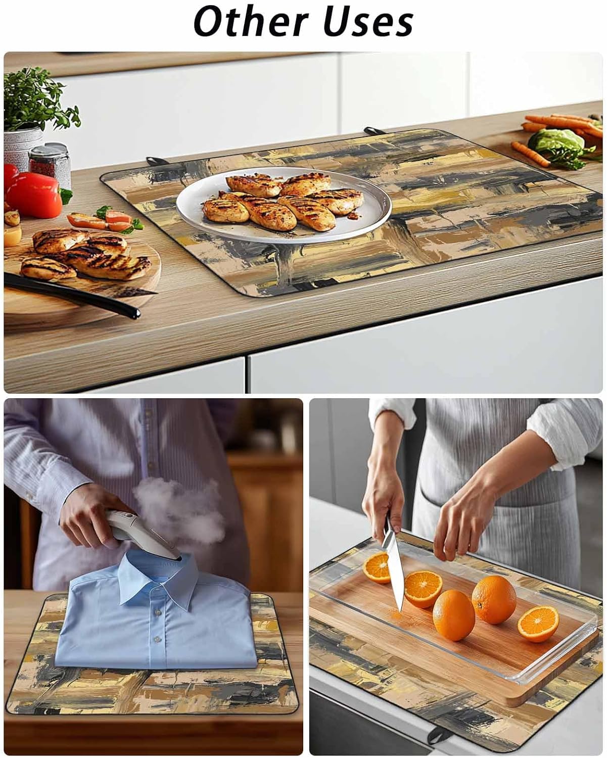 Stove Top Cover Ombre Yellow Graffiti Stove Cover for Electric Stove Top Abstract Modern Painting Glass Cooktop Covers Anti-Slip Mat Heat R esistant Countertop Protector Kitchen Decor 28.5"x20.5"