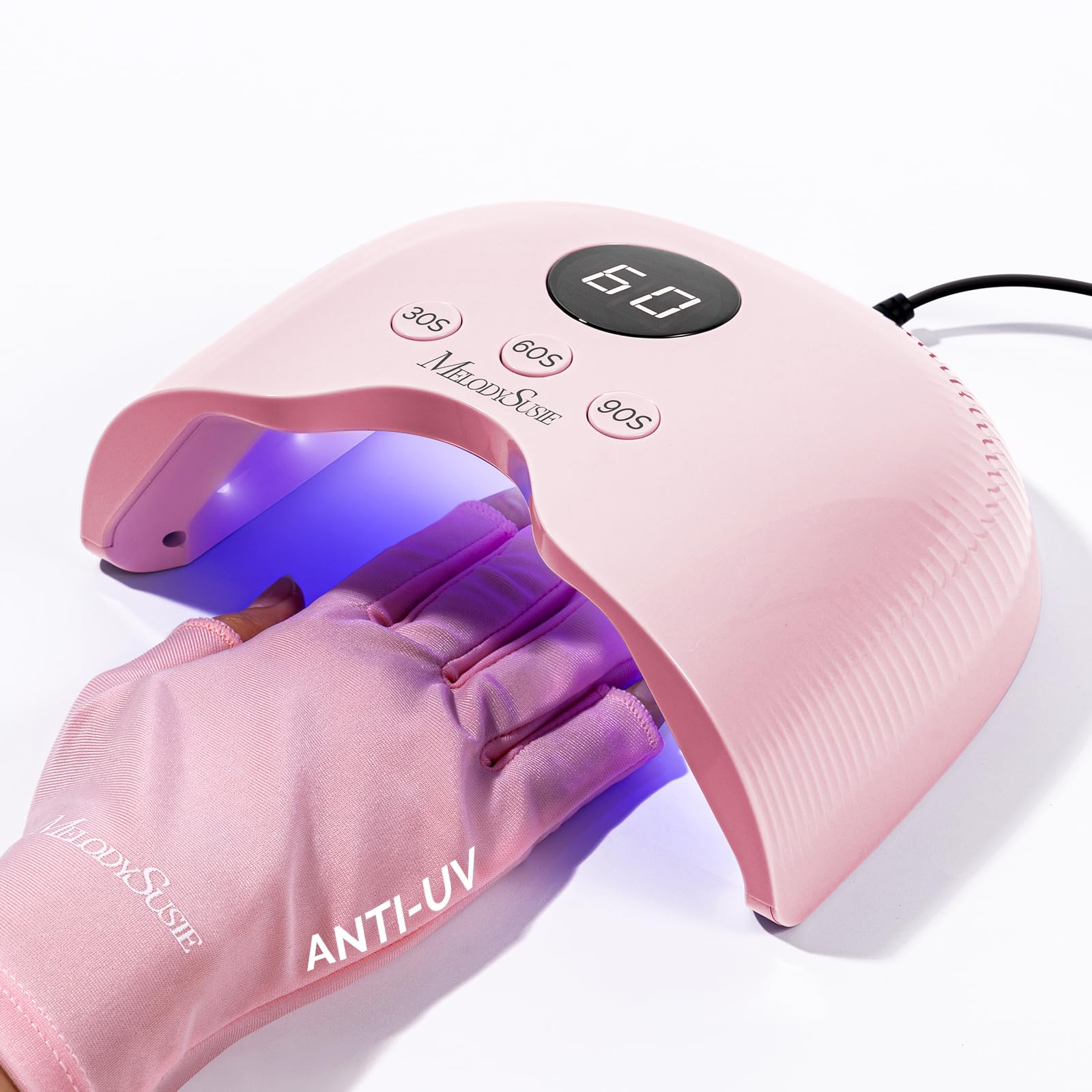 MelodySusie UV Lampe für Gelnägel mit UV-Handschuhen, P-PLUS30A 36W LED Nageltrockner mit 3 Timer, LCD Display, Smart Sensor, Premium Lichthärtungsgerät UV Lampe für Alle UV Gel Nagellack