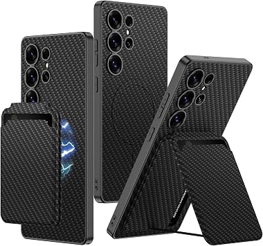 Leather Case for Samsung Galaxy S25 Ultra/S25 Plus/S25, Ultra Thin Magnetic Case with Detachable Card Holder Wireless Charging Cover,Black,S25 Ultra