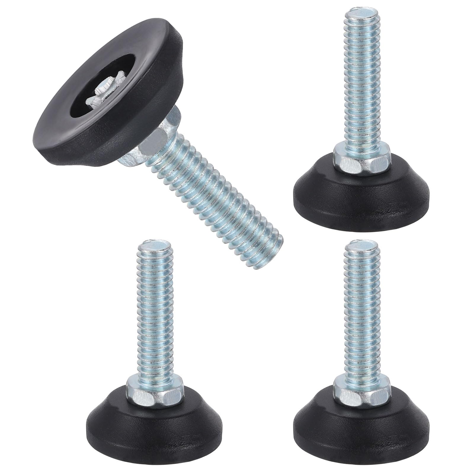 sourcing map M8 Thread Furniture Feet Levelers,4Pcs 5/16"-18 30mm L Black