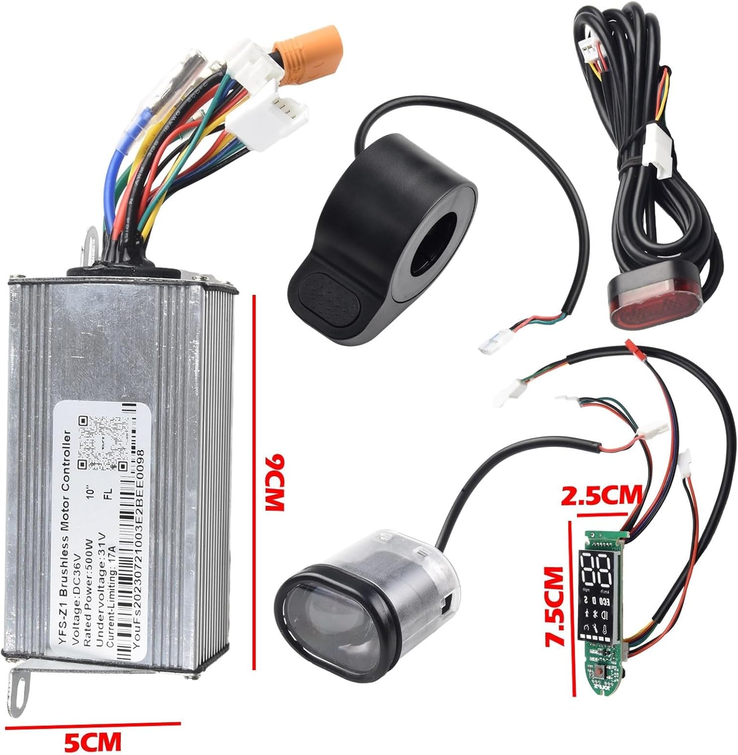 36V 17A Electric Scooter Control System With Digital Display Panel Throttle Light Kit Speed Control Motherboard Replacement Components For 10 Inch Scooter