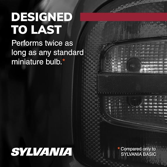 SYLVANIA - 7528 Long Life Miniature - Bulb, Ideal for Daytime Running Lights (DRL) and Back-Up/Reverse Lights (Contains 2 Bulbs)