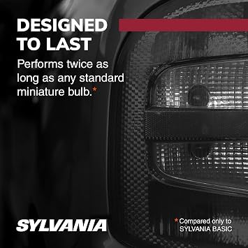 SYLVANIA - 7528 Long Life Miniature - Bulb, Ideal for Daytime Running Lights (DRL) and Back-Up/Reverse Lights (Contains 2 Bulbs)