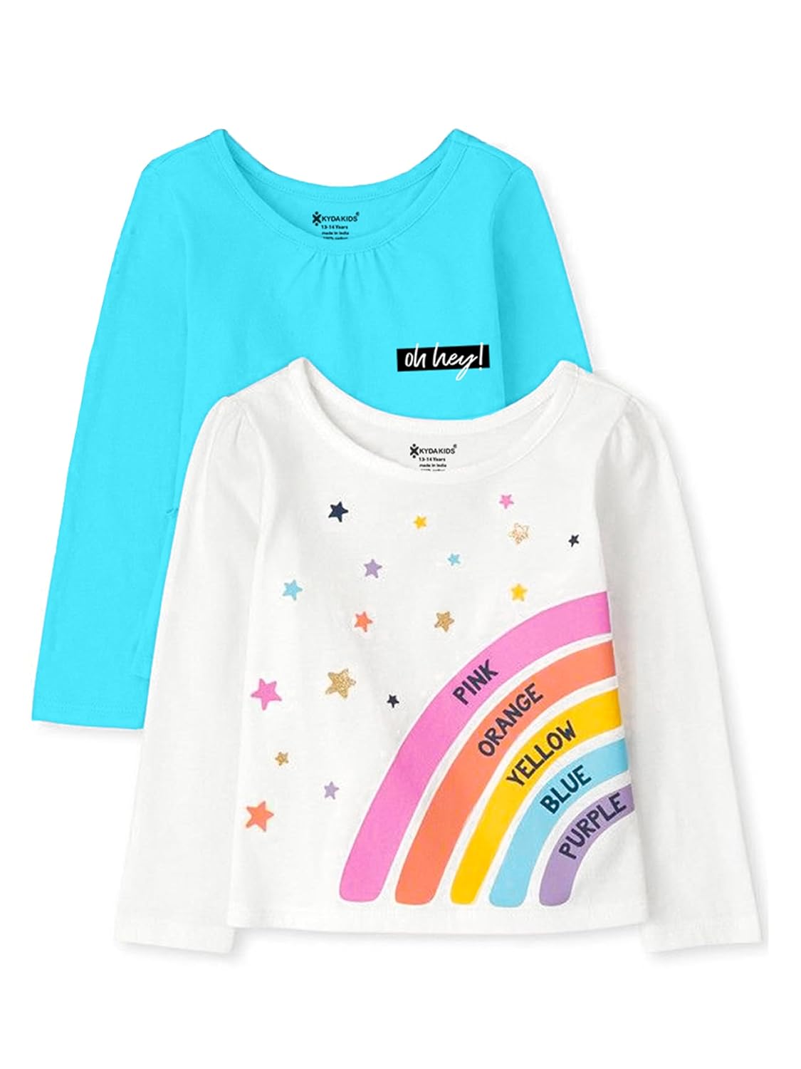 KYDA KIDS® Girl’s 100% Cotton T-Shirt Antibacterial Regular Fit Full Sleeve Printed Tshirt for Girls (Pack of 2) KYDA KIDS® Girl’s 100% Cotton T-Shirt Antibacterial Regular Fit Full Sleeve Printed Tshirt for Girls (Pack of 2)