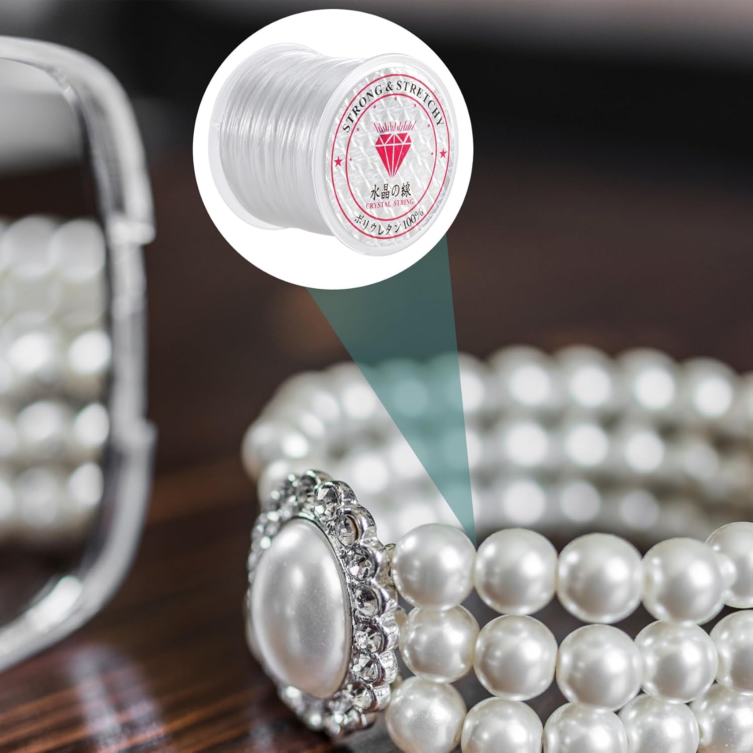 0.8mm Elastic String, Strong Stretchy Bracelet String for Jewelry Making, 100 Meters Clear Crystal Rubber Bead Cord for Necklaces, Bracelet, Beading (1pcs) - Image 6