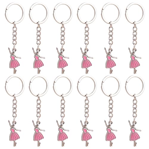 Framendino, 12 Pack Ballerina Dancer Keychains, Pink Ballet Dancer Pendant