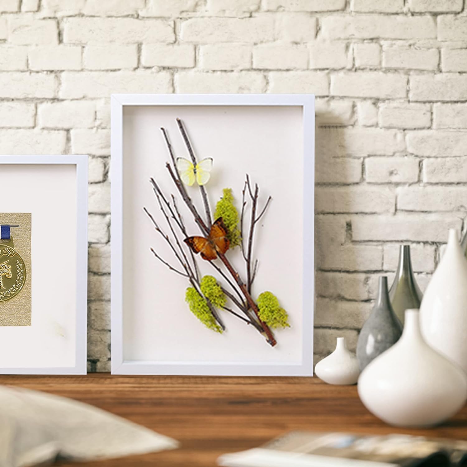 8x10 Shadow Box Frame Display Case with Letter Stickers, 3D Picture Frame, Display Case Box for Memorabilia, Baby Items, Wedding Memories, Crafts, Tickets and Photos(2Pcs-White, 8x10)