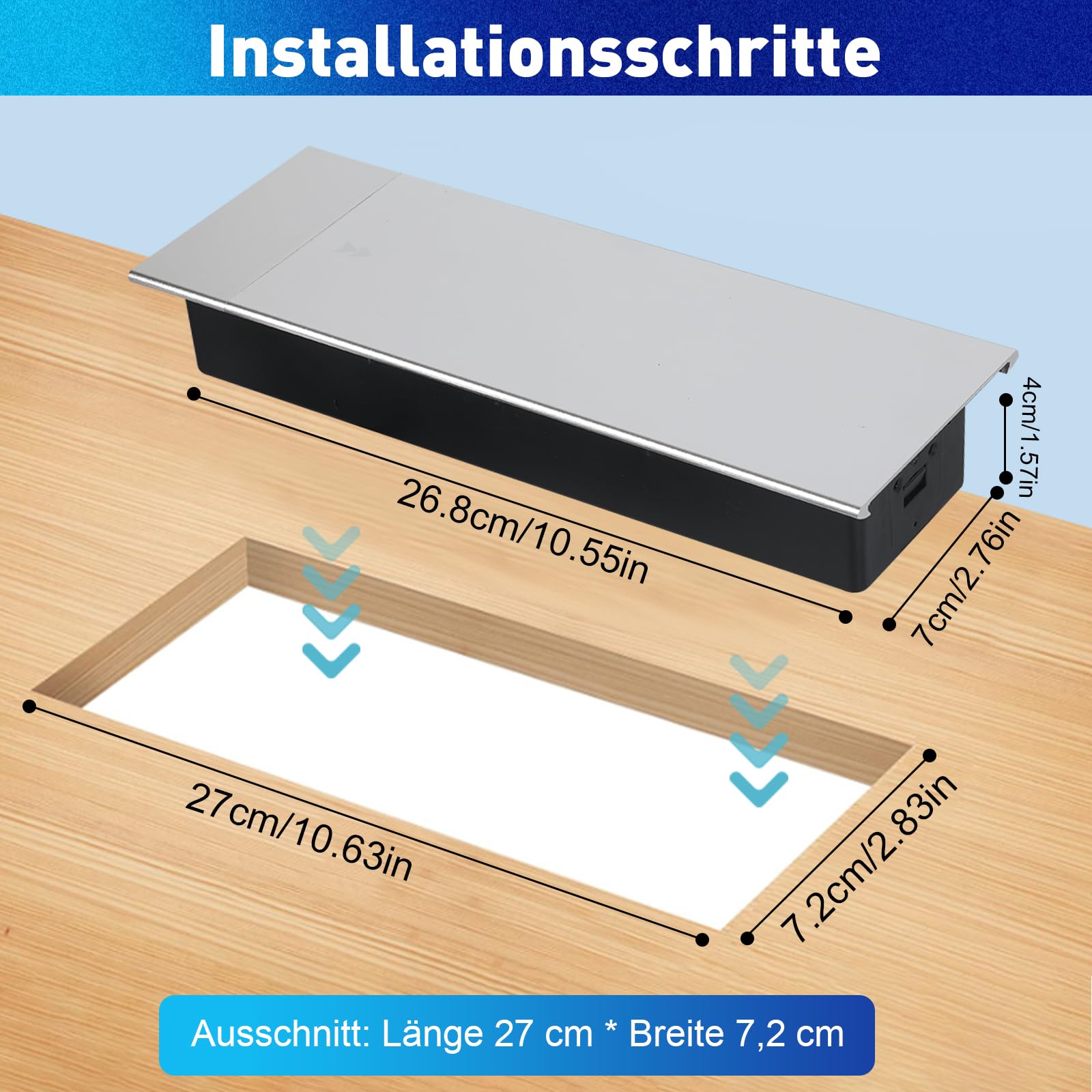 Presa a scomparsa, 3 scomparti con 2 USB A e USB C e coperchio scorrevole per scrivanie, tavoli da lavoro, tavoli da pranzo, cucina (argento, 3 scomparti)