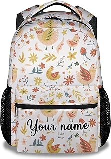 COOPASIA Personalized Chicken Backpack, 16 Inch Animal Theme Bookbag with Adjustable Straps, Durable, Lightweight, Large Capacity, School Backpack for Kids Girls Boys