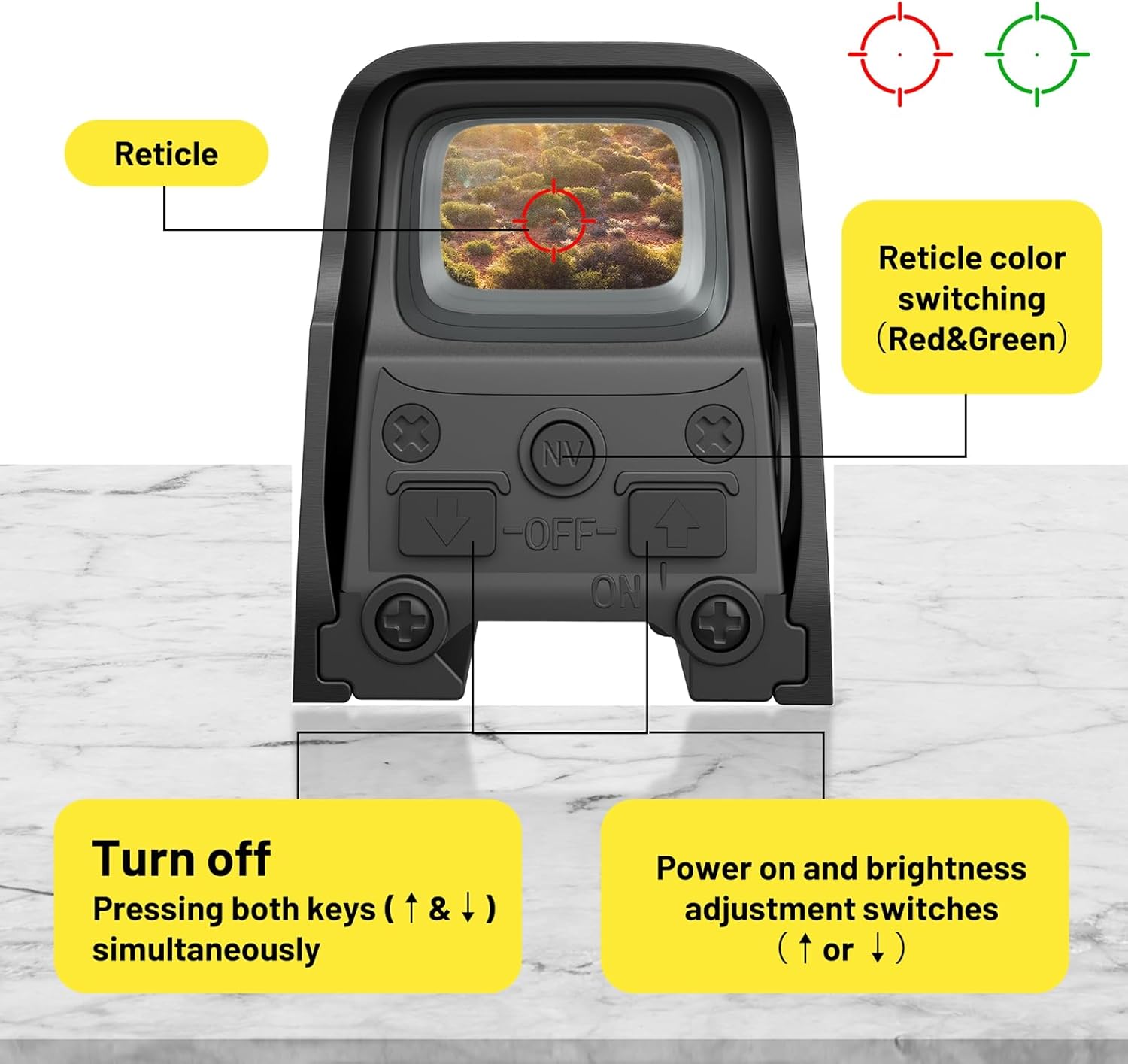 Holographic Sight, Green and Red Dot Sight for Outdoors