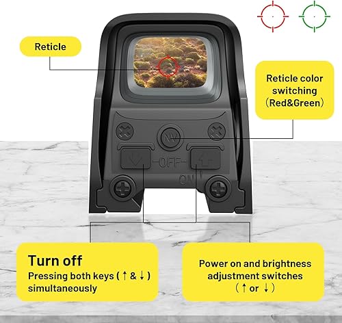 Miniatura 3 de Vista holográfica de metal 551, alcance de punto verde brillante y rojo para exteriores