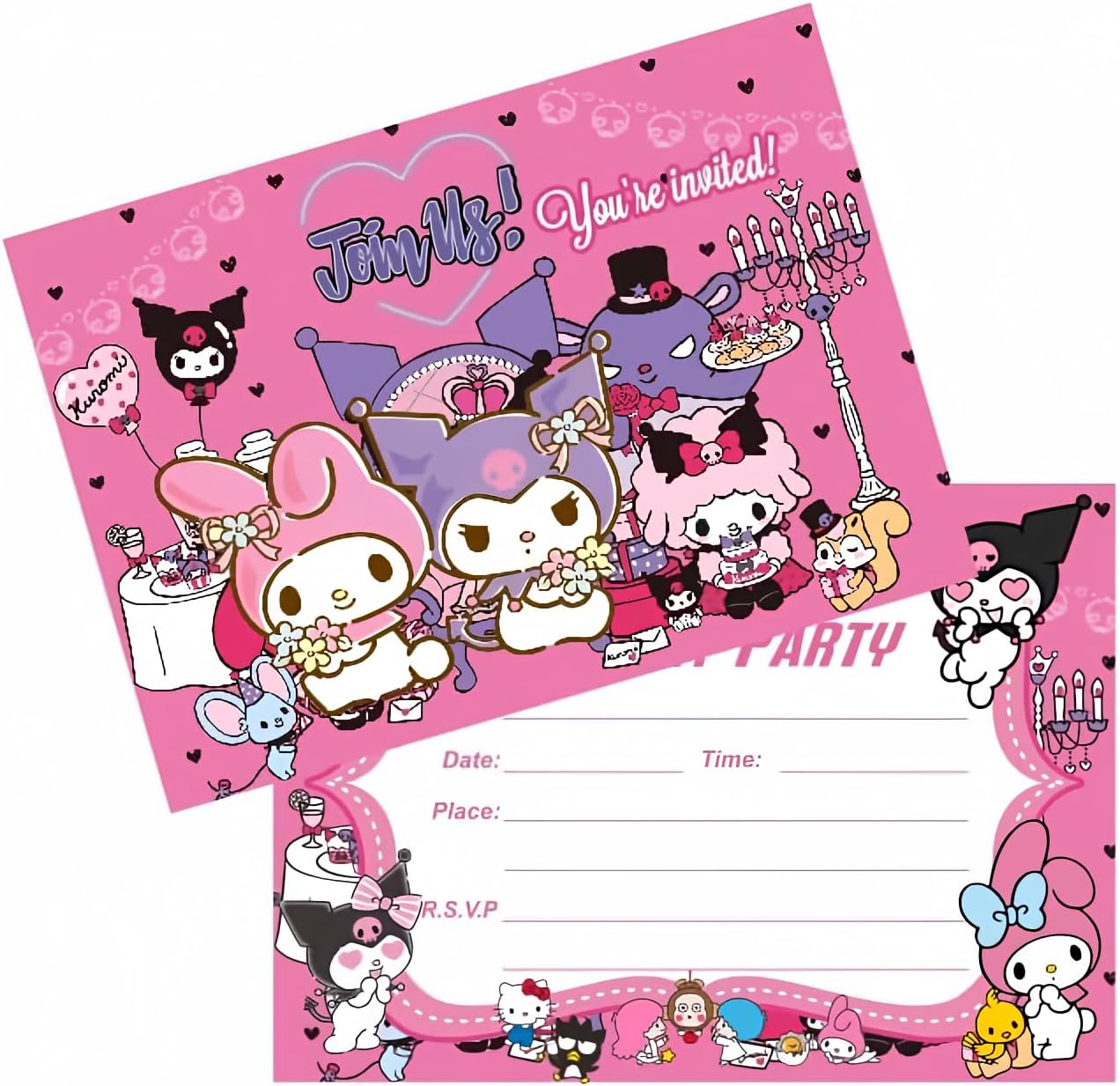 SUTRADHAR 24pcs kuromi and melody Birthday Invitations,kuromi and melody Party Invitations Birthday Party Supplies Decoration (Invitations24)