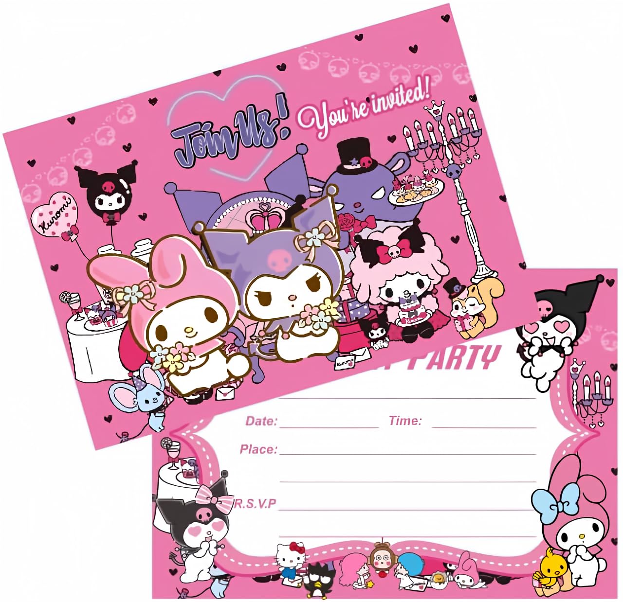 SUTRADHAR 24pcs kuromi and melody Birthday Invitations,kuromi and melody Party Invitations Birthday Party Supplies Decoration (Invitations24)
