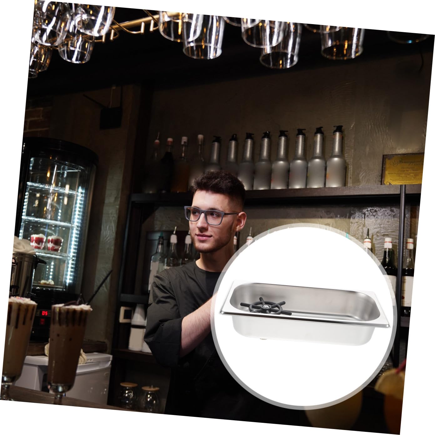 VILLCASE Scolaborraccia in Acciaio Inox e Silicone, Lavabicchieri per Lavello da Cucina e Bar, Pulizia, Robusto e Affidabile