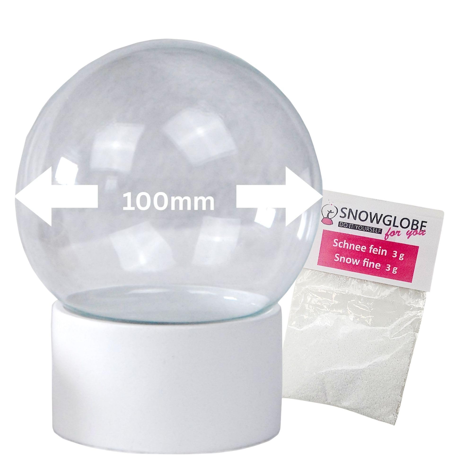 Snowglobe For You - Do It Yourself White Snowglobe For You 40052 Diy Snow Globe With Glass Ball And Polyresin Base - 100 Mm Diameter