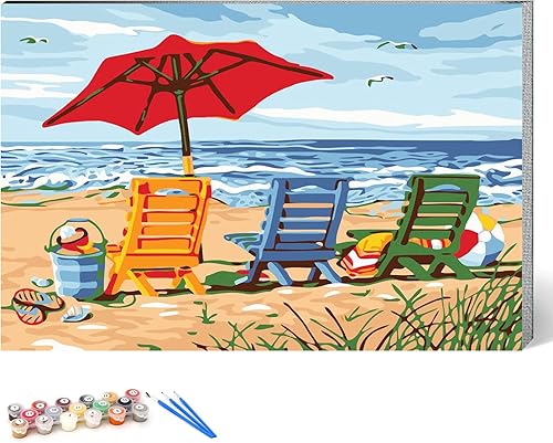 Vista 23 de Ginkko Kit de pintura por números para adultos, principiantes y niños de 8 a 12 años con marco de madera, fácil acrílico sobre lienzo de 12 x 16