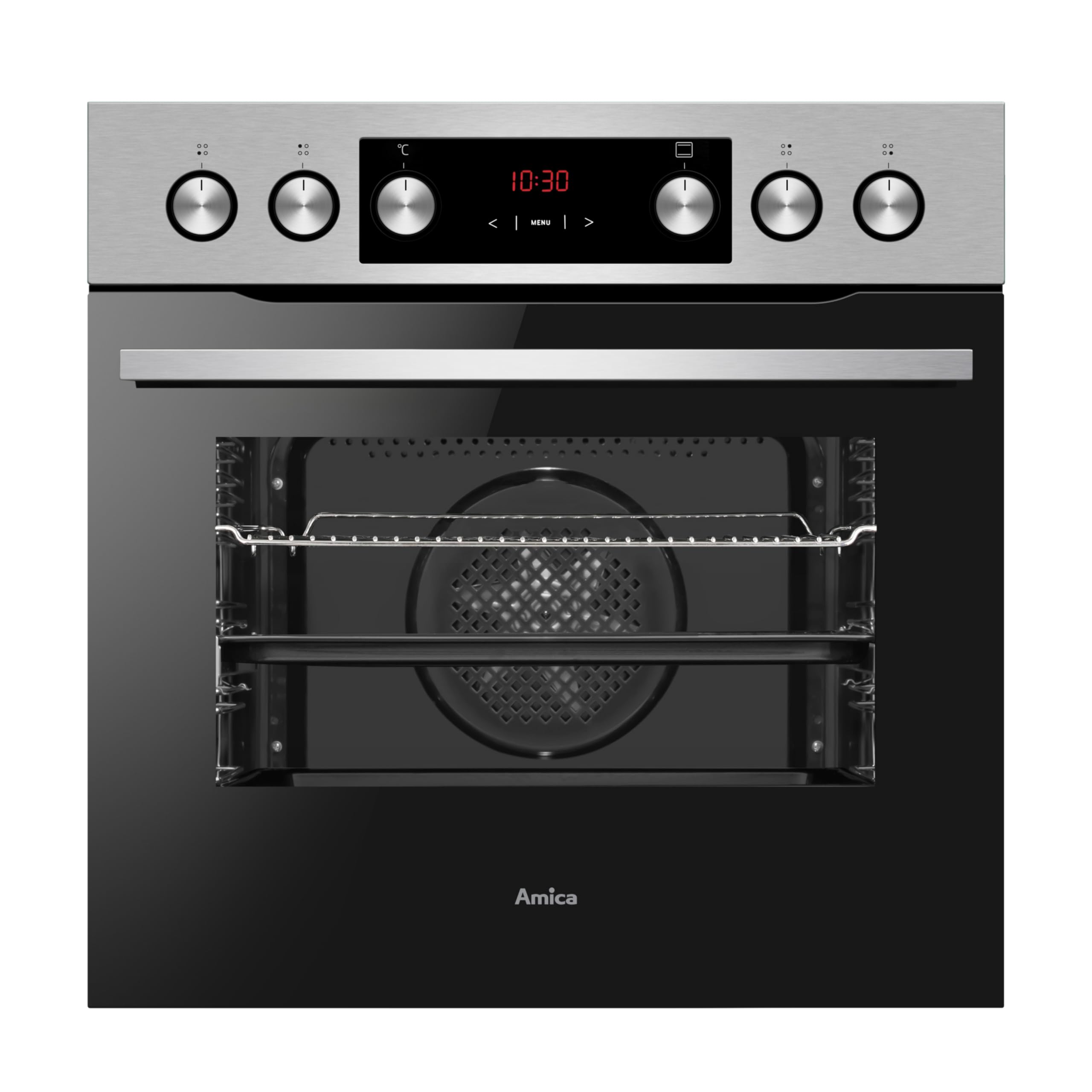 Amica Einbauherd Set 60 x 56 x 56 cm 77 l XXL Großbackofen 11 Backofenfunktionen 4 Kochzonen CoolDoor3 SoftClose ACHE 9340 E – einbauherd mit rahmenlos Glaskeramik-Kochfeld edelstahl