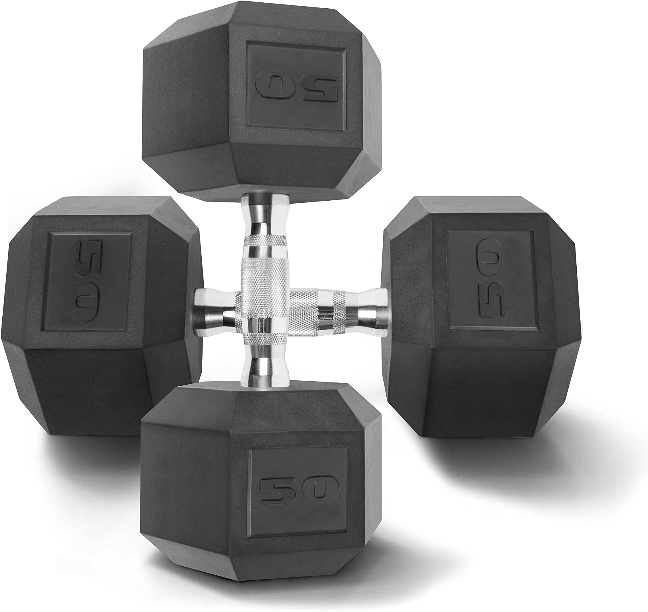 WF Athletic Supply Rubber Coated Solid Steel Cast-Iron Pair Dumbbells, Rubber Hex Dumbbells, Hex Weights Dumbbells for Muscle Toning, Full Body Workout, Home Gym Dumbbells, Pair