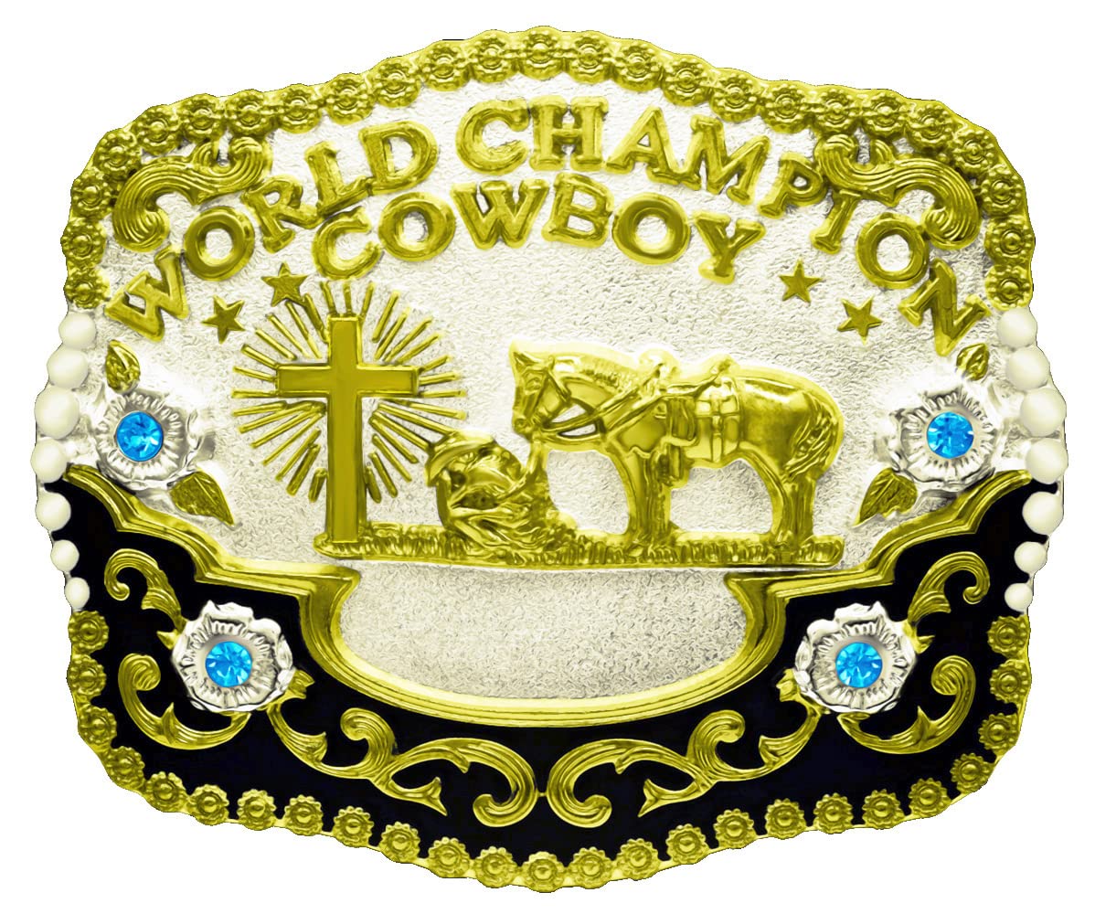 Moranse Cross Cowboy Kneeling Prayer Horse Zinc Alloy Belt Buckles
