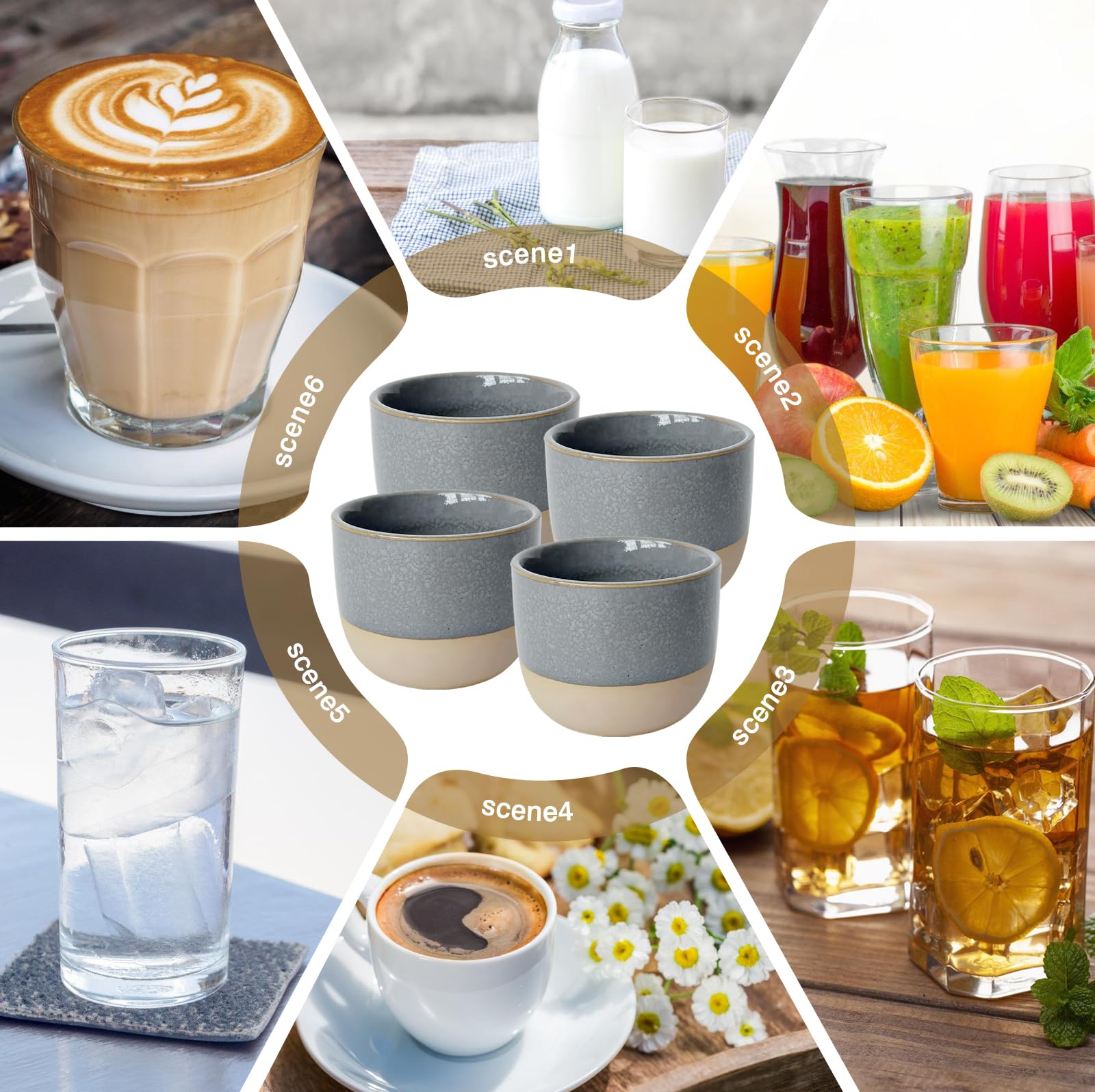 Lot de 4 tasses à expresso 200 ml : tasses à expresso ensemble de tasses à expresso