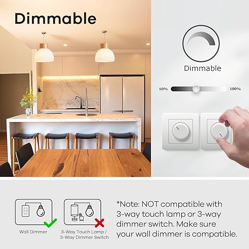 Miniatura 3 de Linkind - Bombillas LED A19 atenuables, equivalente a 60 W, base E26, luz blanca suave de 2,700 Kelvin, 9.5 W, 800 lúmenes, CRI80+, 120 V,