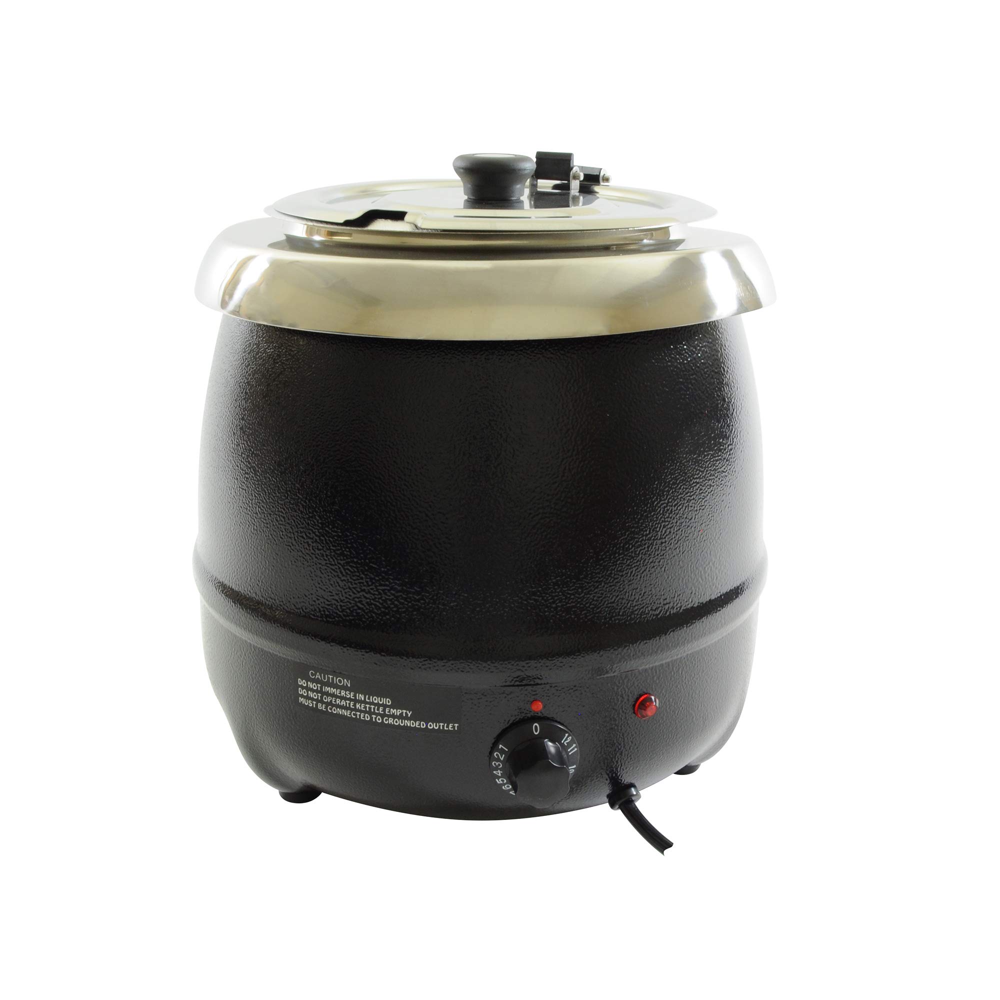 Thunder GroupSEJ35000C Soup Warmer, 10-1/2 Quart, 13-9/16" x 13-1/4" x 13-3/4"H, Round, Adjustable Temp Control, Stainless Steel Inner Pot, Aluminum, Black, 120v/60/1-ph, 3.