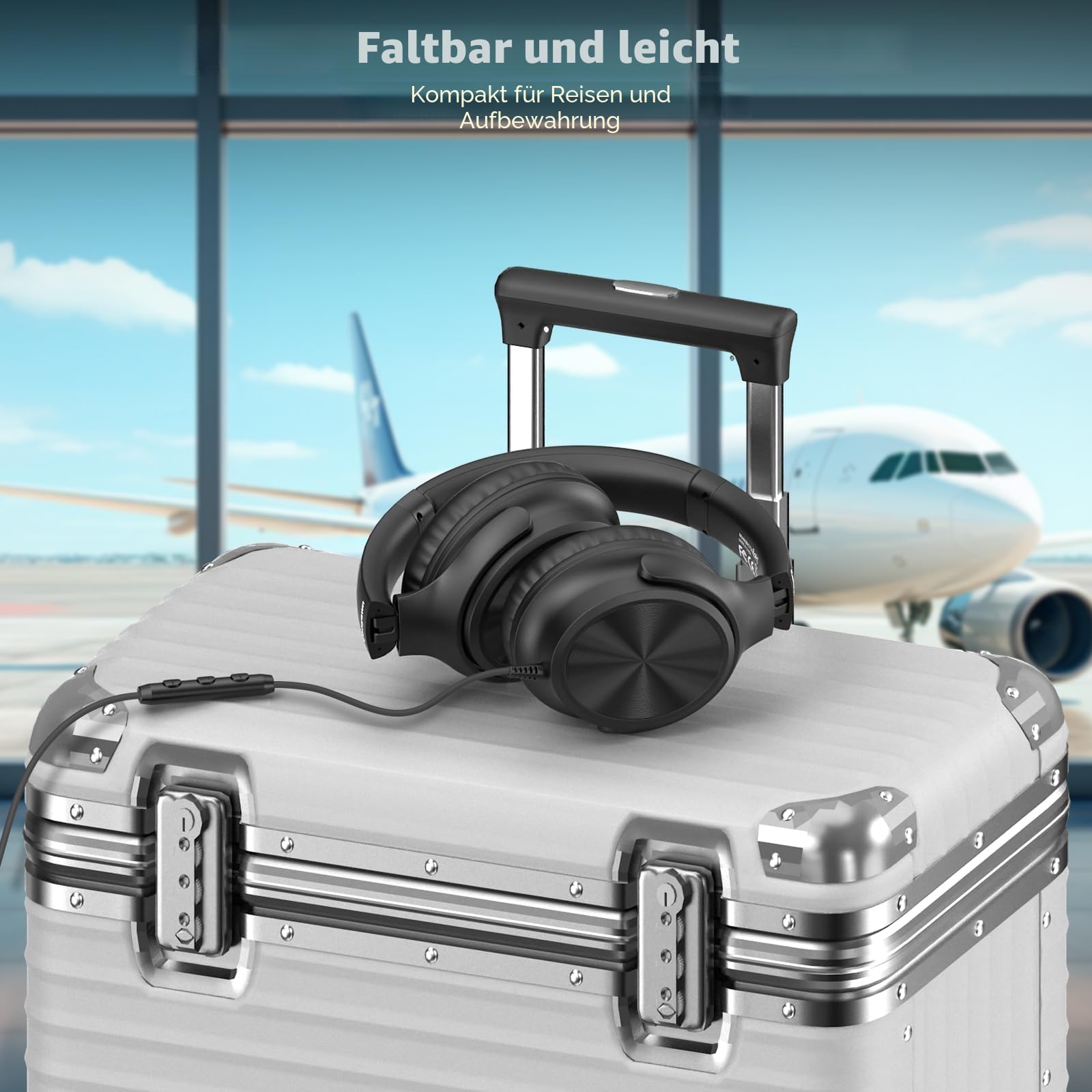 Cowyawn USB-C-Kopfhörer kabelgebunden, Over-Ear-Kopfhörer mit Mikrofon, Lautstärkeregler, HD-Stereo-Sound, faltbare,leichte Kopfhörer für Erwachsene/Teenager/Chromebooks/Laptop/Computer/Reisen,Schwarz