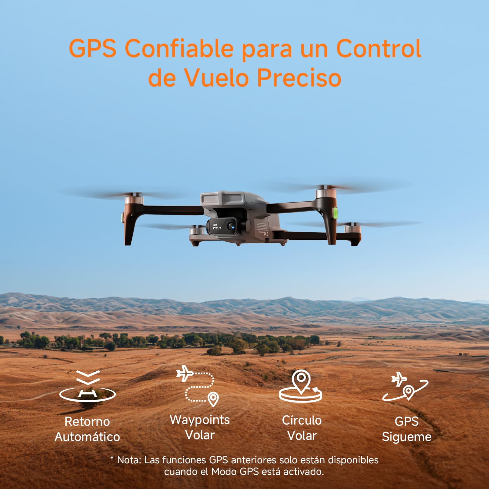 Ameta S20 Dron con Cámara 4K GPS para Adultos y Niños, 50 Minutos de Vuelo, Sigueme, Gestos Control, Mini Dron Menos 249g