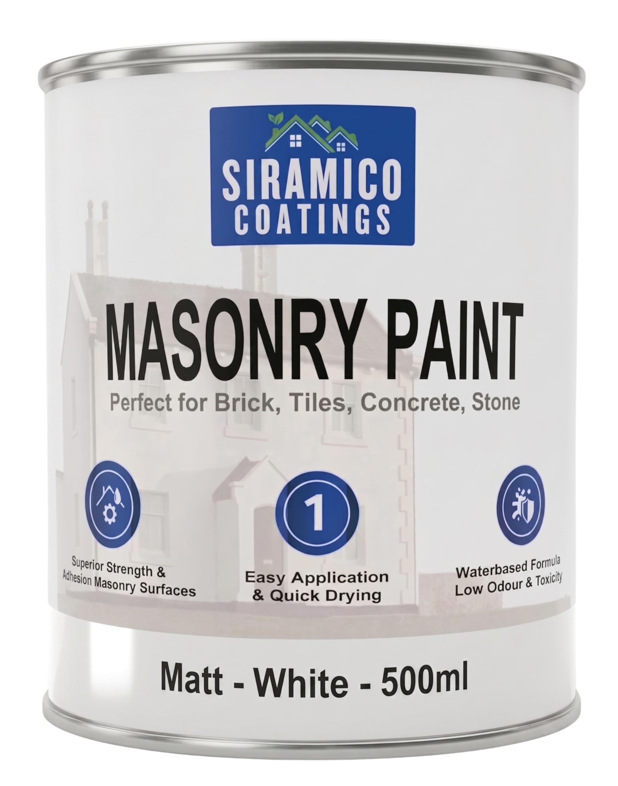 Siramico Coatings White | Masonry Paint | Smooth | 500 Ml |10 Year Protection Of Masonry Surfaces | Washable Paint (, 500 Ml)