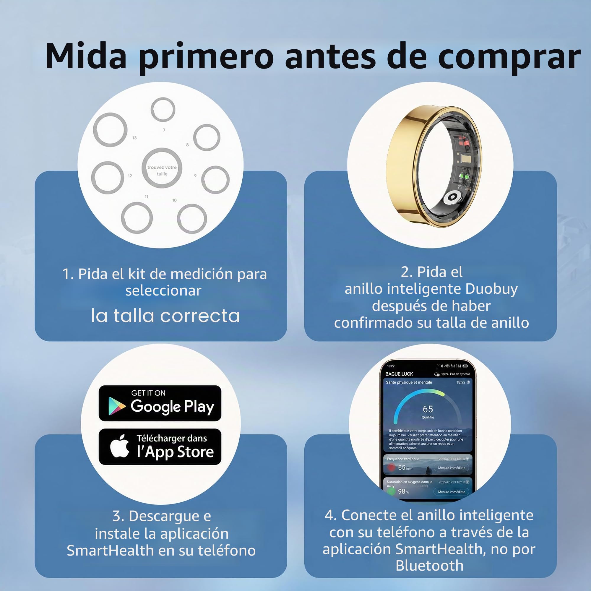 Anillo inteligente de acero inoxidable para hombres y mujeres, impermeable 5 ATM, podómetro, seguimiento de sueño, frecuencia cardíaca, seguimiento de actividad física, compatible con