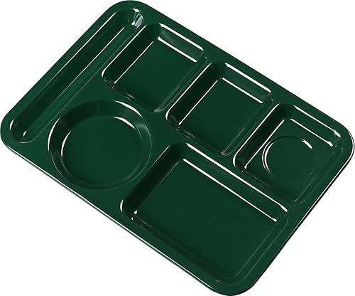 Miniatura 6 de Carlisle FoodService Products Bandeja de plástico para comida zurda, bandeja pesada para almuerzo con 6 compartimentos para escuelas, cafeterías y