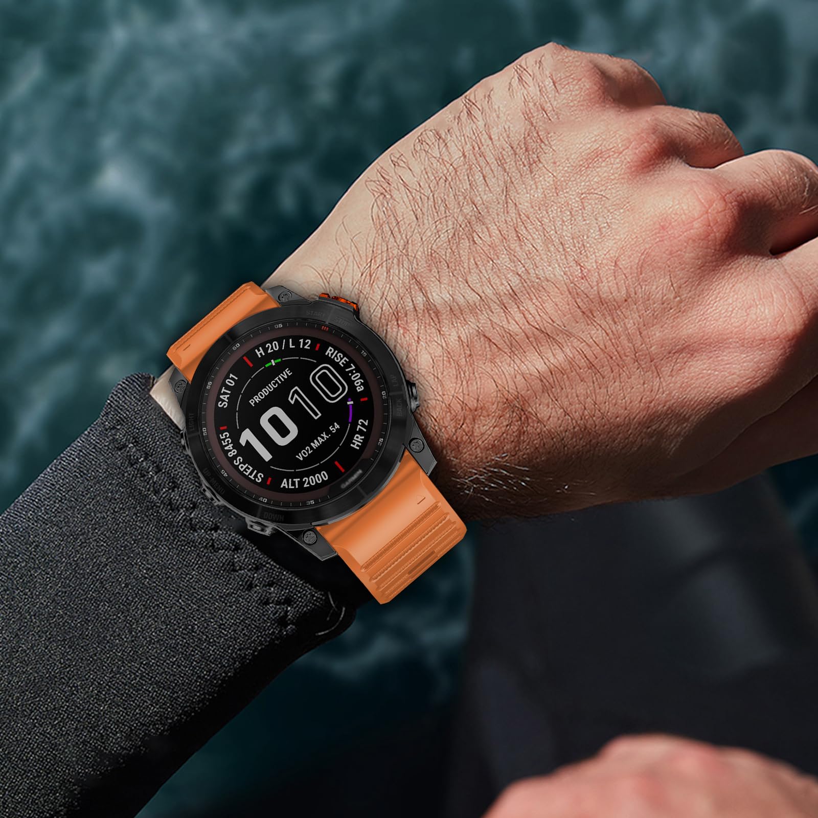 Cinturino in silicone da 22 mm, compatibile con Garmin Fenix 8/8pro 47 mm/Fenix 7/7pro/6/6 pro/5/5 plus, Quickfit per Descent G2/G1/Forerunner 970/965/955/Approach S70/Quatix 8/tactix 8 47 mm