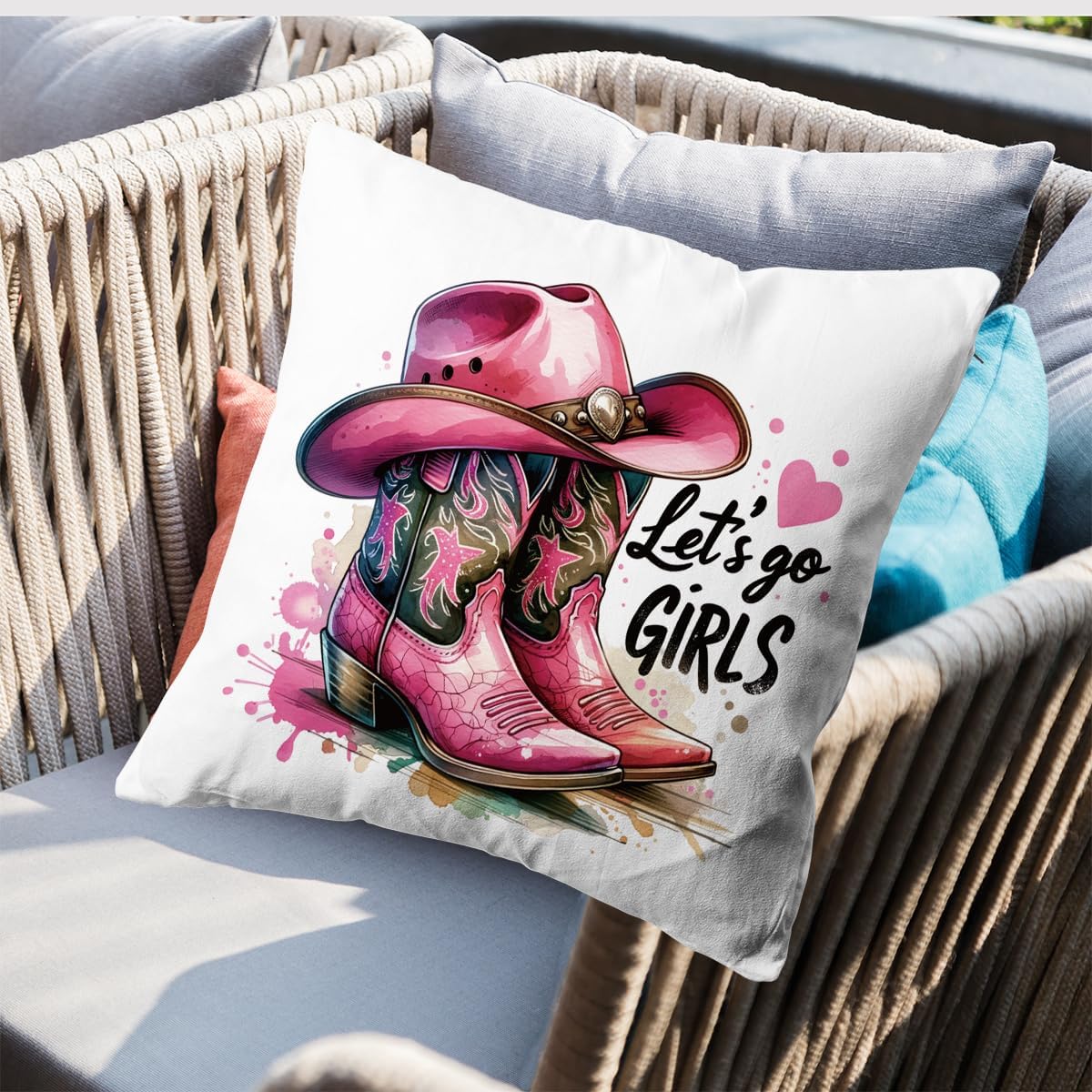 KongMoTree Western Cowgirl Boots Throw Pillow Cover Cowgirl Hat Throw Pillow Pink Western Pillow Covers Gift for Girlfriend Soft Flannel Fluffy Couch Pillow Covers for Home Sofa Living Office - Image 3