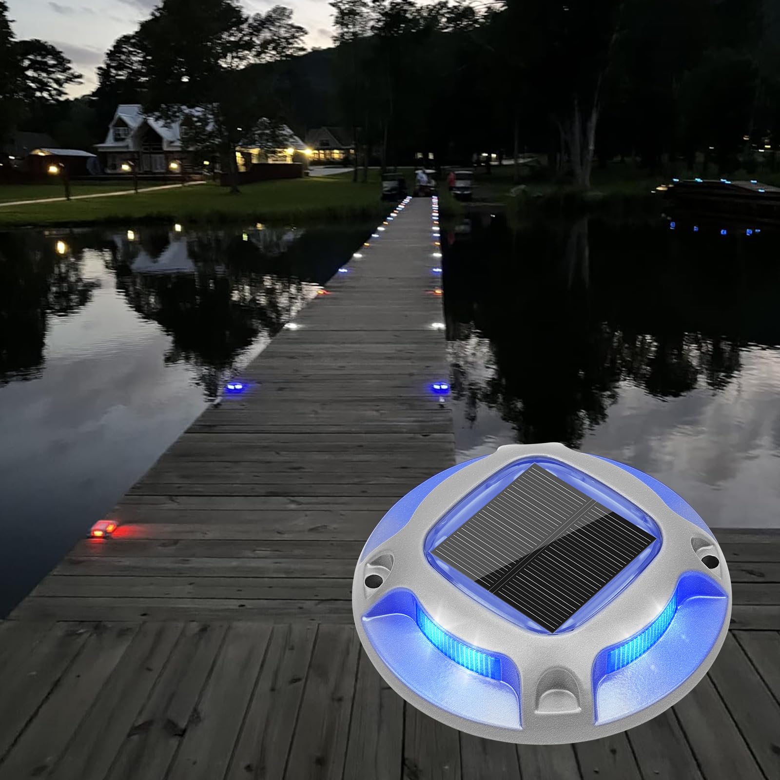 Solar Driveway Lights Color Change and Classic Two-Color Temperature Combination，IP67 Waterproof Solar Outdoor Light is Suitable for Docks, Stairs, Gardens, Driveways, Sidewalks, Paths