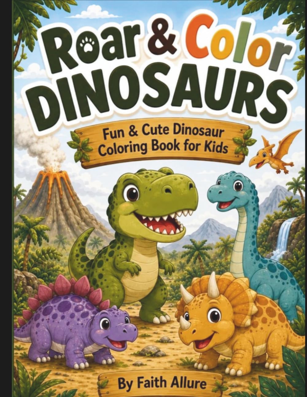 Roar and Color Dinosaurs: Cute Dinosaur Coloring Book for Kids Easy, Fun, Adorable Dino Designs